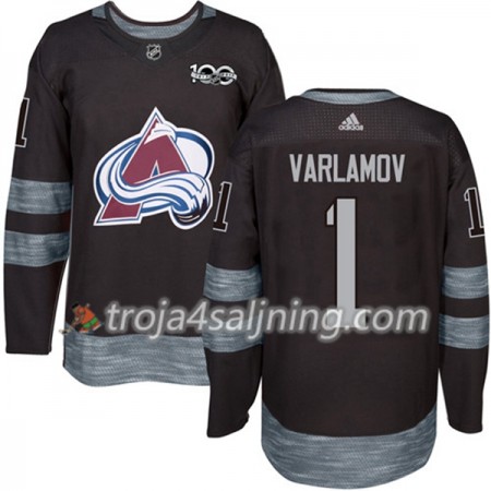 Colorado Avalanche tröja Semyon Varlamov 1 1917-2017 100th Anniversary Adidas Svart Authentic - NHL Tröjor Herr Colorado Avalanche tröja Semyon Varlamov 1 1917-2017 100th Anniversary Adidas Svart Authentic - NHL Tröjor Herr